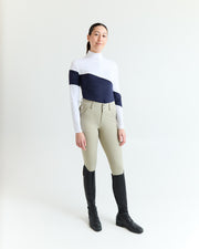 Long Sleeve Asymm Show Shirt - Navy/ White-