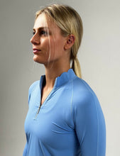Load image into Gallery viewer, Scallop Collar Wicking Sunshirt- Crystal Blue