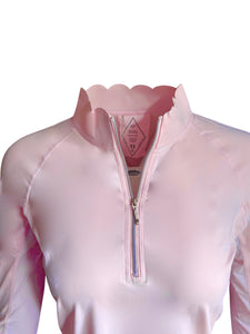 Scallop Collar Wicking Sunshirt- Pale Primrose Pink