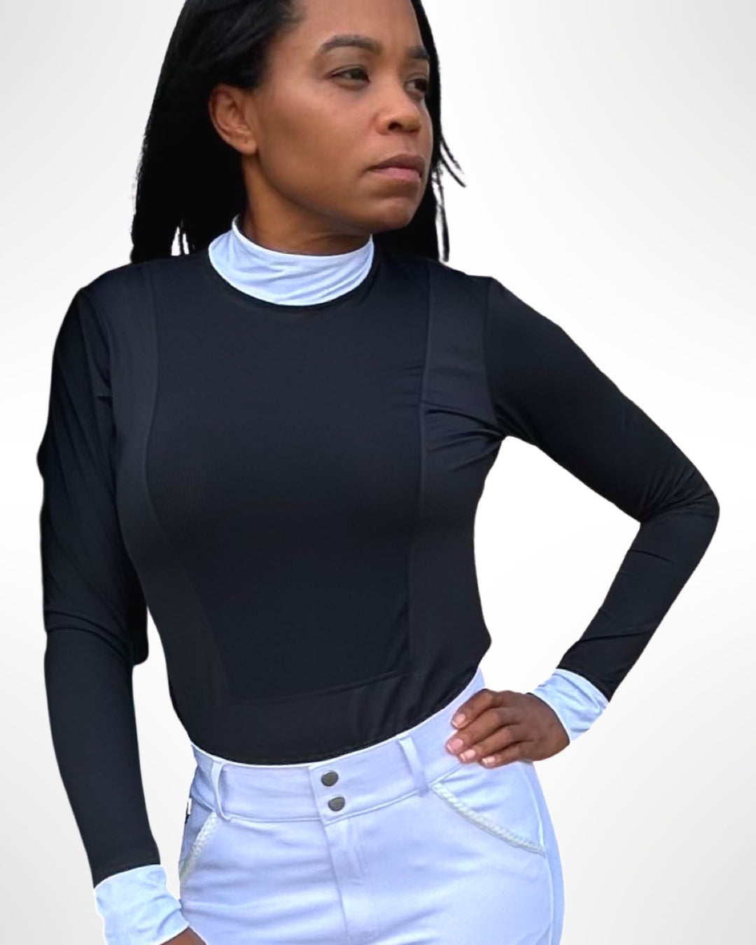 Air Flow Mesh Mock Neck Show Shirt