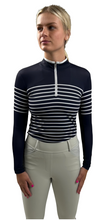 Load image into Gallery viewer, French Stripe Performance Sun Shirt In Dark Navy/ White Stripe