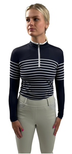 French Stripe Performance Sun Shirt In Dark Navy/ White Stripe