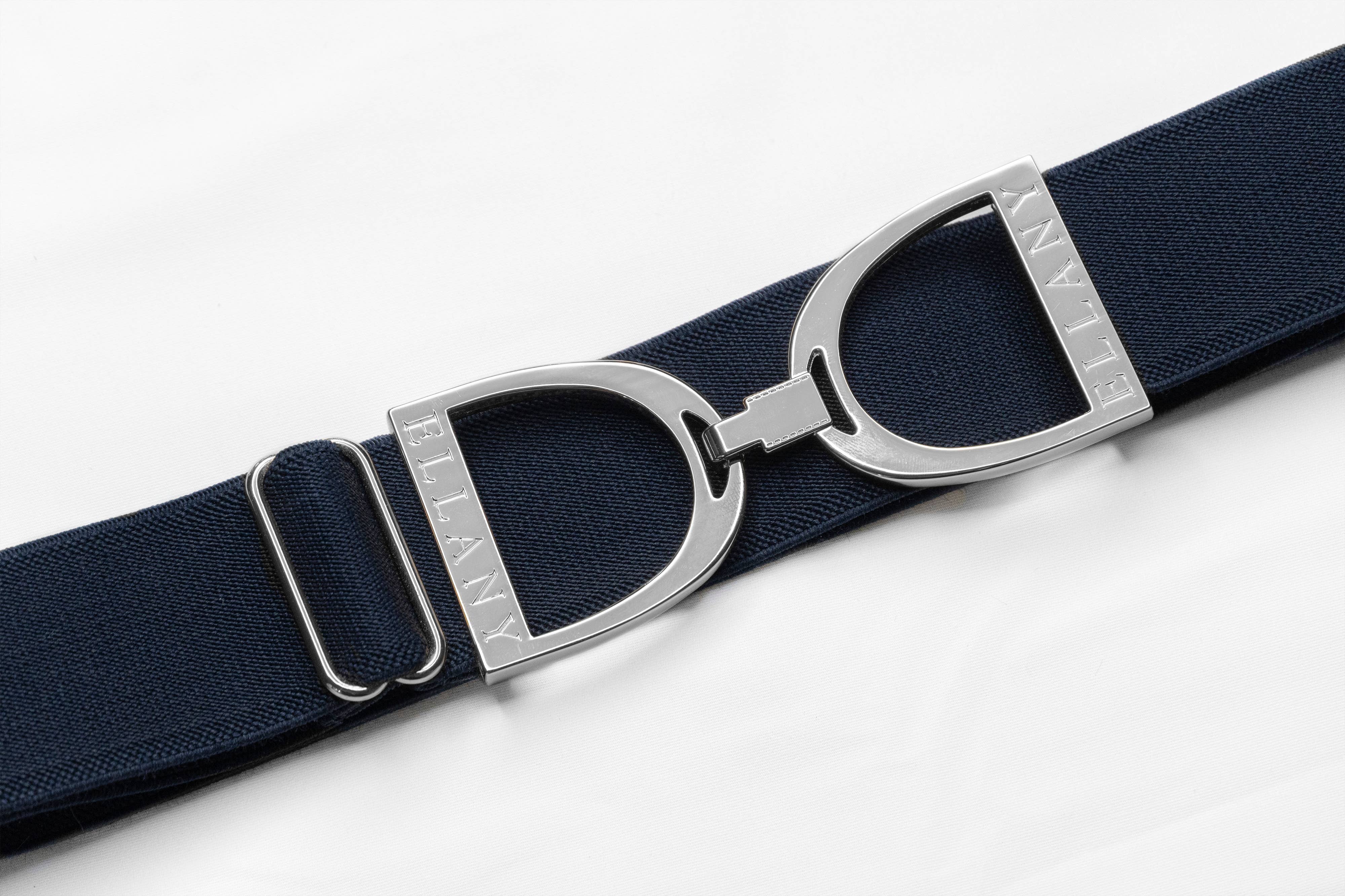 Navy Silver Stirrup Equestrian Elastic Belt –