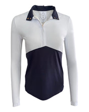 Load image into Gallery viewer, The Long Sleeve Chevron Block Show Shirt- White/ Navy
