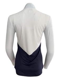 The Long Sleeve Chevron Block Show Shirt- White/ Navy
