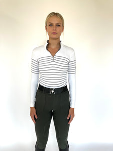French Stripe Performance Sun Shirt In White/ Platinum