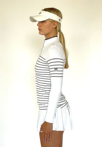 French Stripe Performance Sun Shirt In White/ Platinum