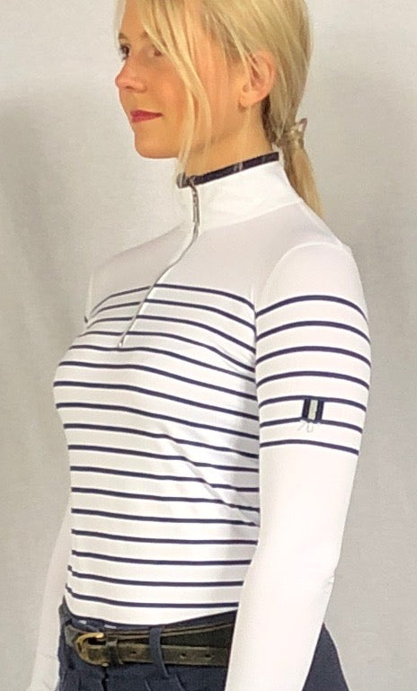French Stripe Performance Sun Shirt in Navy/White