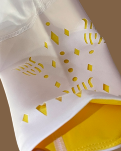 The Fontainebleau Sun Shirt- UPF 50+ sun protection- White/Lemon