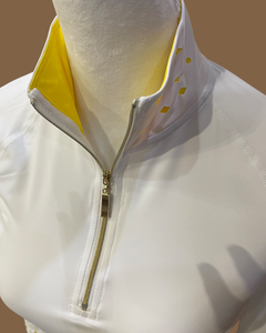 The Fontainebleau Sun Shirt- UPF 50+ sun protection- White/Lemon