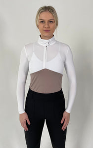 The Long Sleeve Chevron Block Show Shirt - WHITE/ FAWN