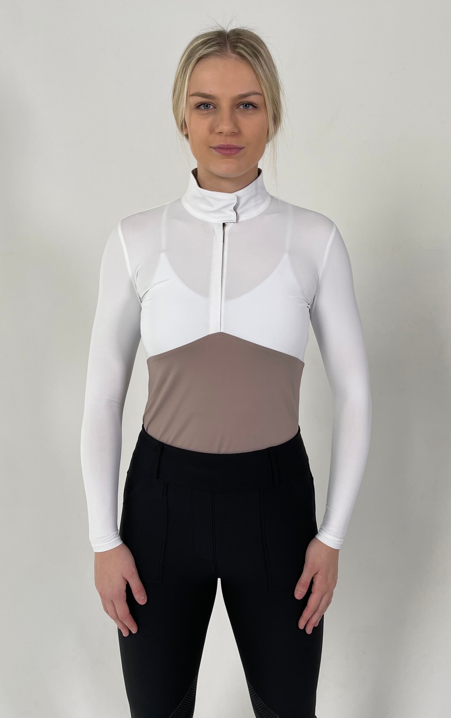 The Long Sleeve Chevron Block Show Shirt - WHITE/ FAWN