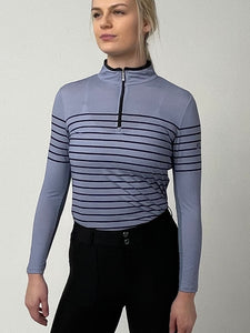 French Stripe Performance Sun Shirt In Slate Blue/ Black