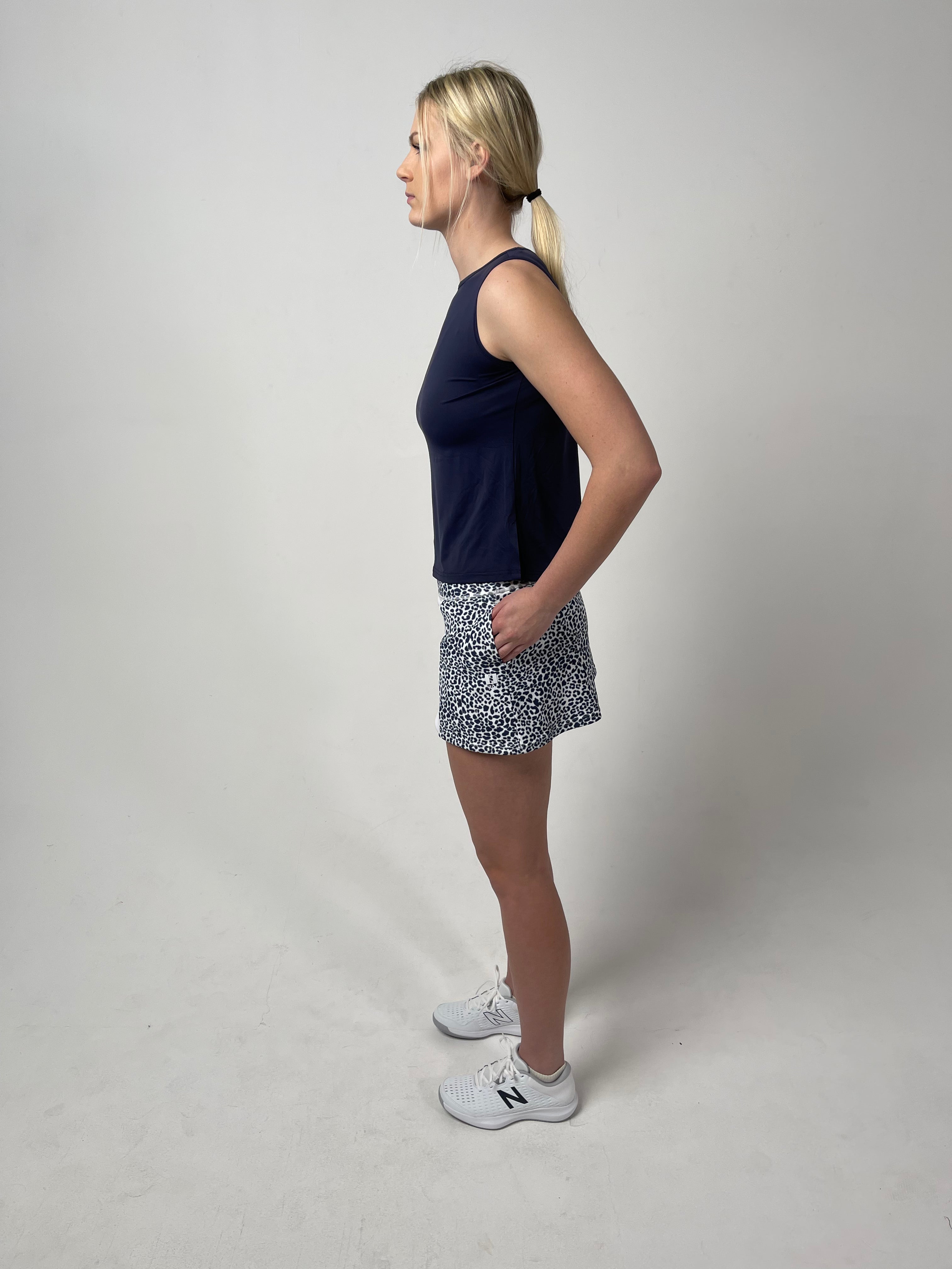 Sleeveless Shell with Back Mesh Panel- Classic Navy – 70degrees.life