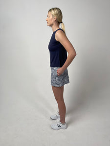 Sleeveless Shell with Back Mesh Panel- Classic Navy