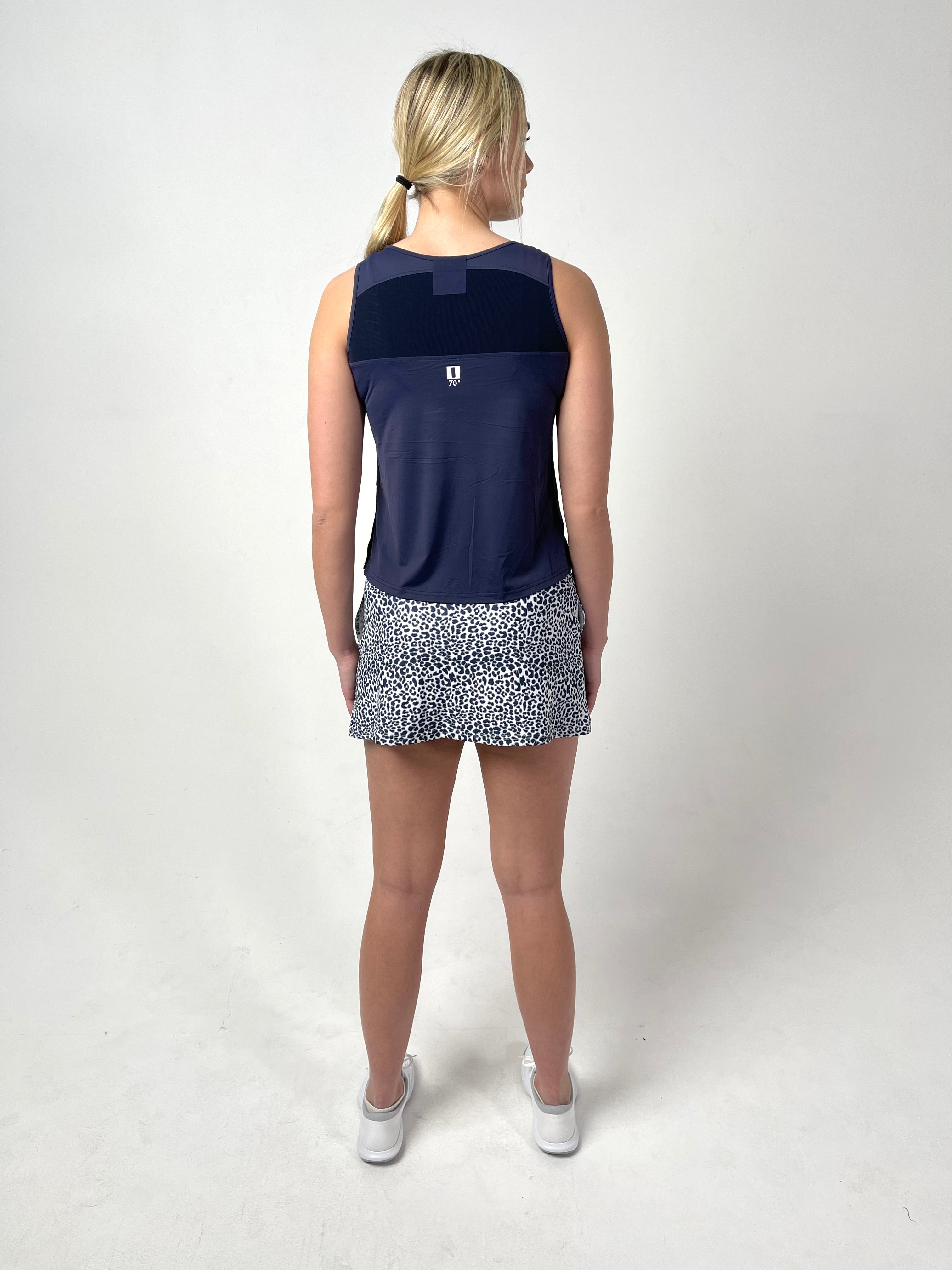 Sleeveless Shell with Back Mesh Panel- Classic Navy – 70degrees.life