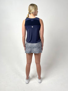 Sleeveless Shell with Back Mesh Panel- Classic Navy