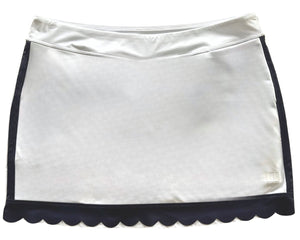 Scallop Skort- White/Navy