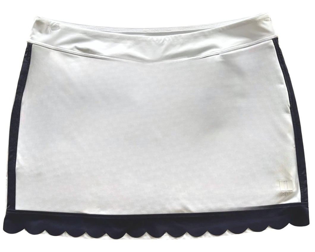 Scallop Skort- White/Navy