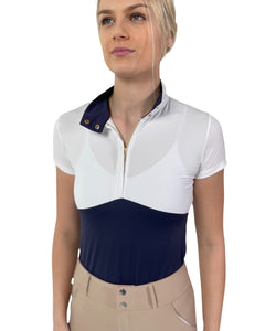 The Short Sleeve Chevron Block Show Shirt + Convertible Polo- in Navy