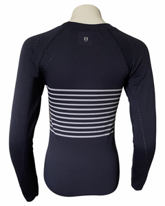 70° Signature Seamless Long Sleeve Tee in Navy Blue + Soft White Stripe