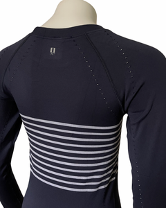 70° Signature Seamless Long Sleeve Tee in Navy Blue + Soft White Stripe