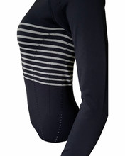 Load image into Gallery viewer, 70° Signature Seamless Long Sleeve Tee in Navy Blue + Soft White Stripe